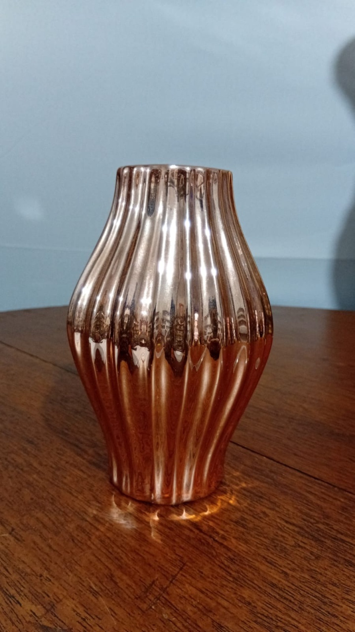 Vaso Bojudo Riscado Dourado 5,5X16Cm - Beck Decorações