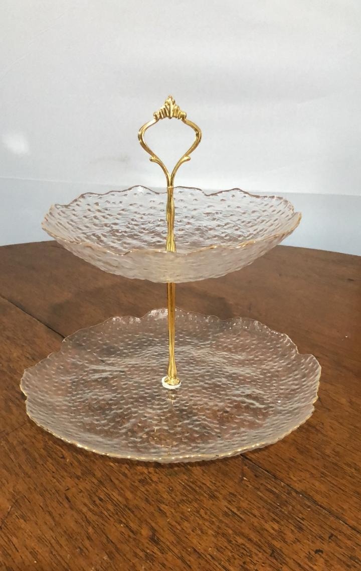 Peça 2 Andares Bolinha Dour. 25,5X25Cm - Beck Decorações