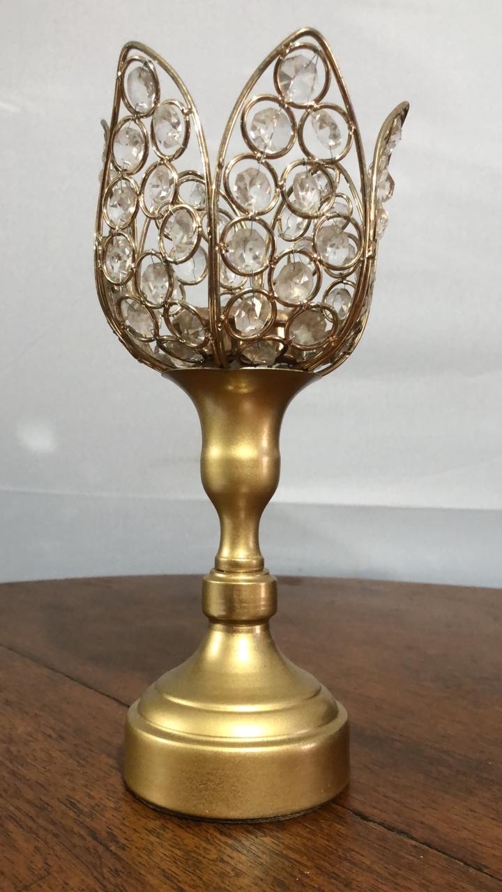 Castiçal Cristal Dour. 10X27Cm - Beck Decorações
