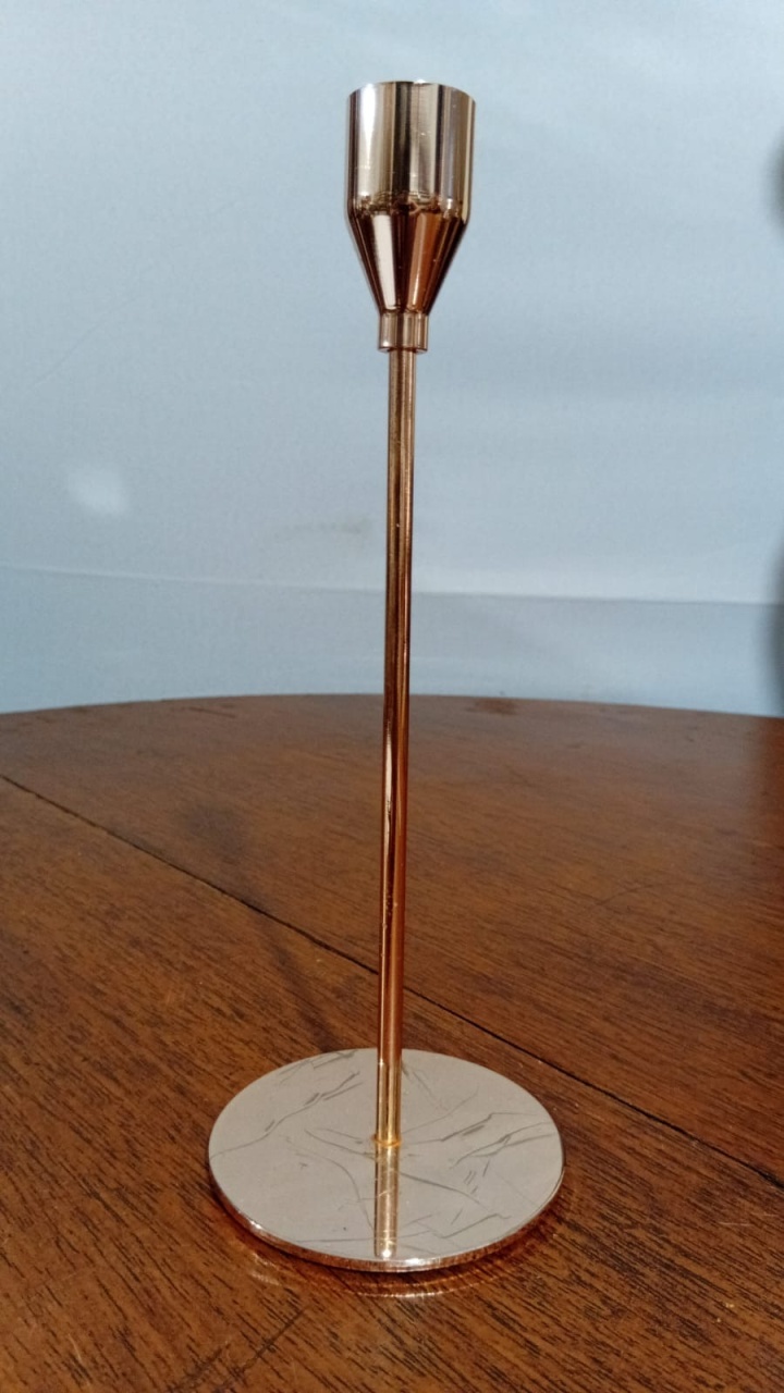 Porta Vela Dourada Fina 8X24Cm - Beck Decorações