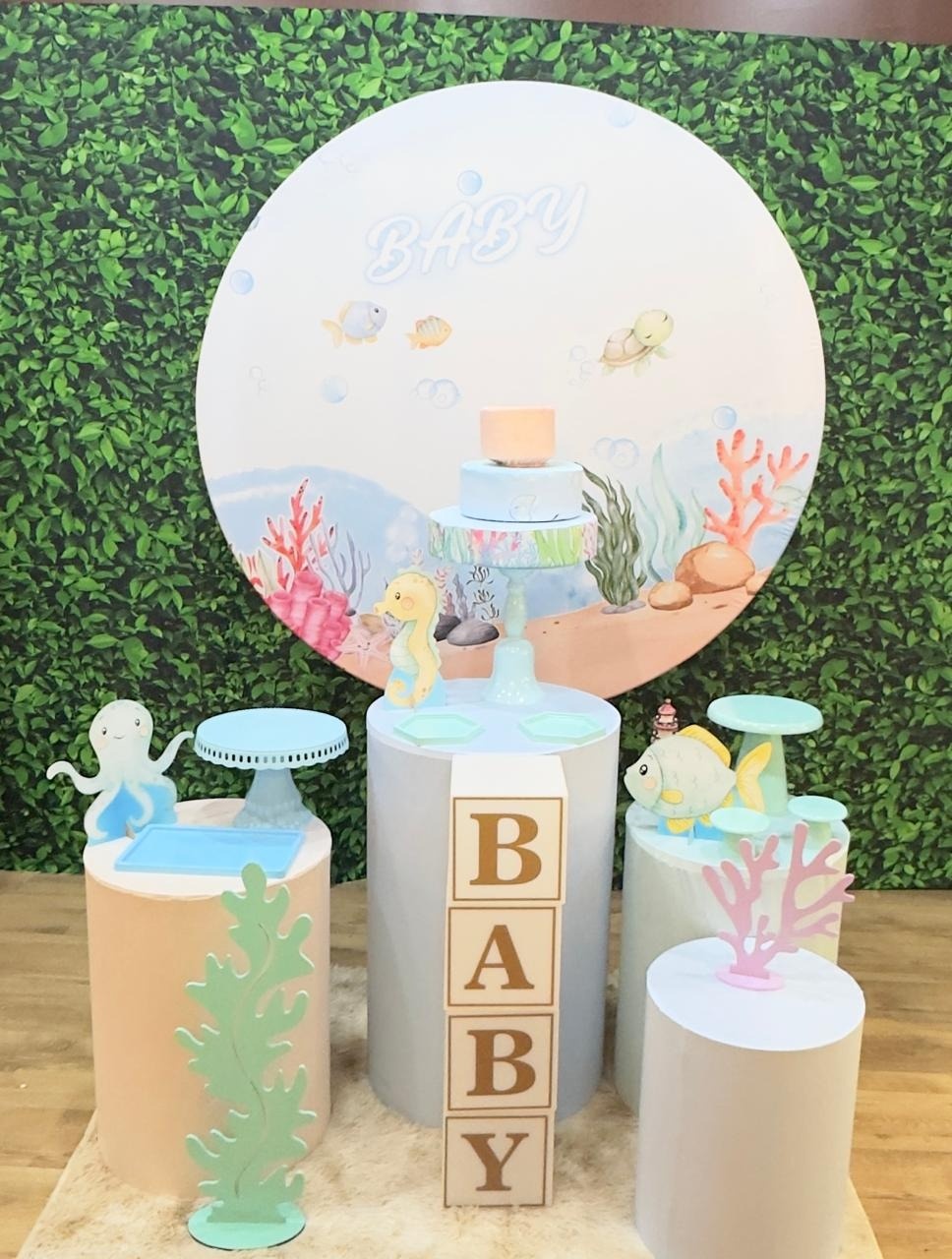Kit - Cha de Bebê Fundo Do Mar Tamanho P  - Fest Locação e Venda 