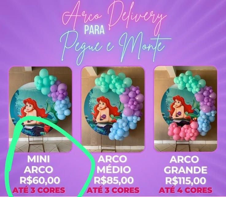 Arco de Balão Grande 3 Cores - Eliana Pegue e Monte