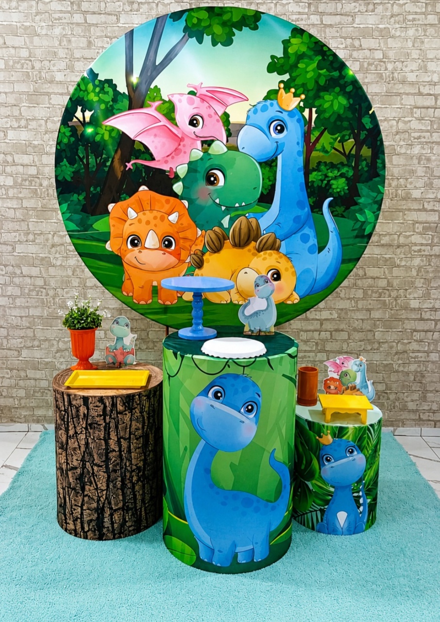 Alugar Tema Para Decoração de Festa Dino Baby Menino - Kit Simples - Majas Pegue e Monte