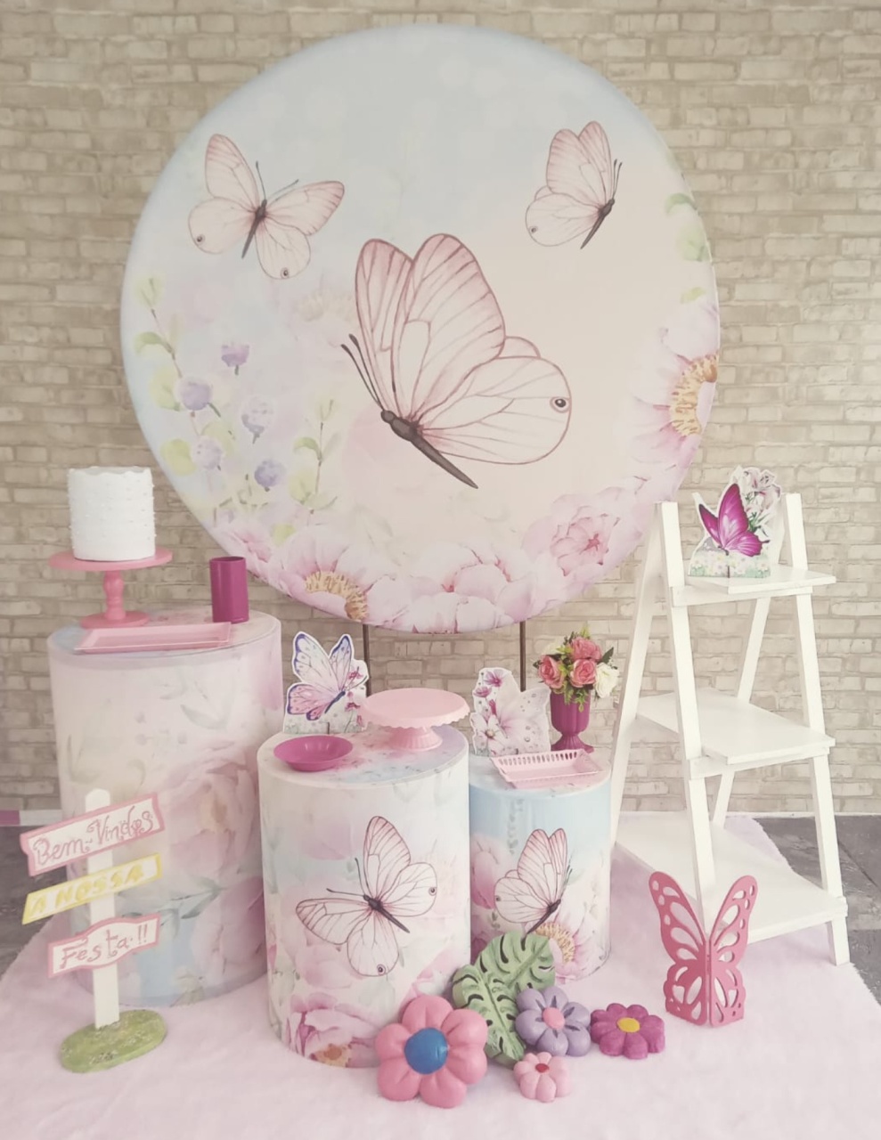 Alugar Tema Para Decoração de Festa Jardim de Borboletas - Kit Completo - Majas Pegue e Monte