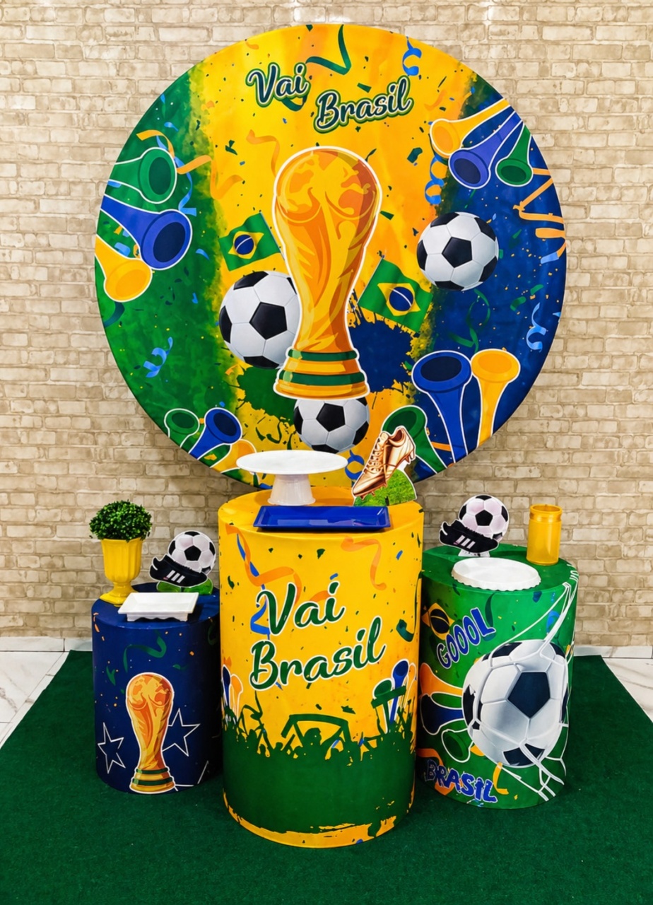 Alugue Tema Para Decoração de Festa Copa Do Mundo | Brasi | Fifa (Modelo 1) - Majas Pegue e Monte