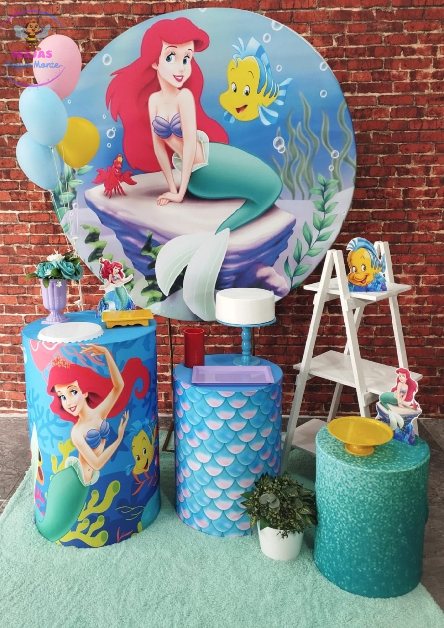 Alugar Tema Para Decoração de Festa Princesa Ariel-Pequena Sereia (Modelo 2) - Majas Pegue e Monte