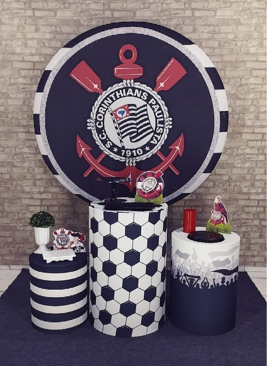 Alugar Tema Para Decoração de Festa Time Do Corinthians (Modelo 2)A - Majas Pegue e Monte