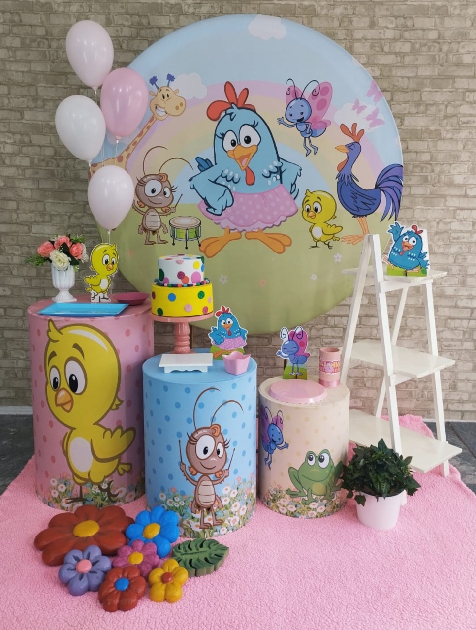 Alugar Tema Para Decoração de Festa Galinha Pintadinha Menina (Modelo 2) - Majas Pegue e Monte