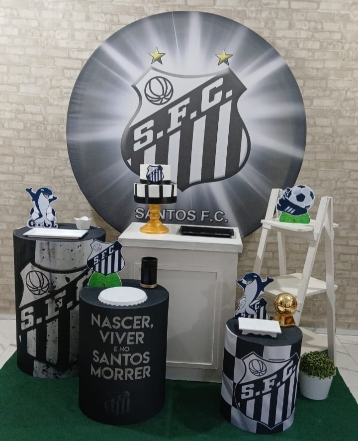 Alugar Tema Para Decoração de Festa Time Do Santos Futebol Clube (Modelo 3) - Majas Pegue e Monte