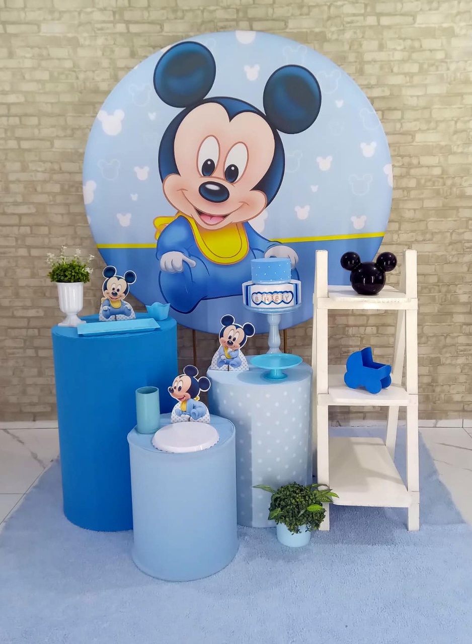 Alugar Tema Para Decoração de Festa Mickey Baby  (Modelo 2) - Majas Pegue e Monte