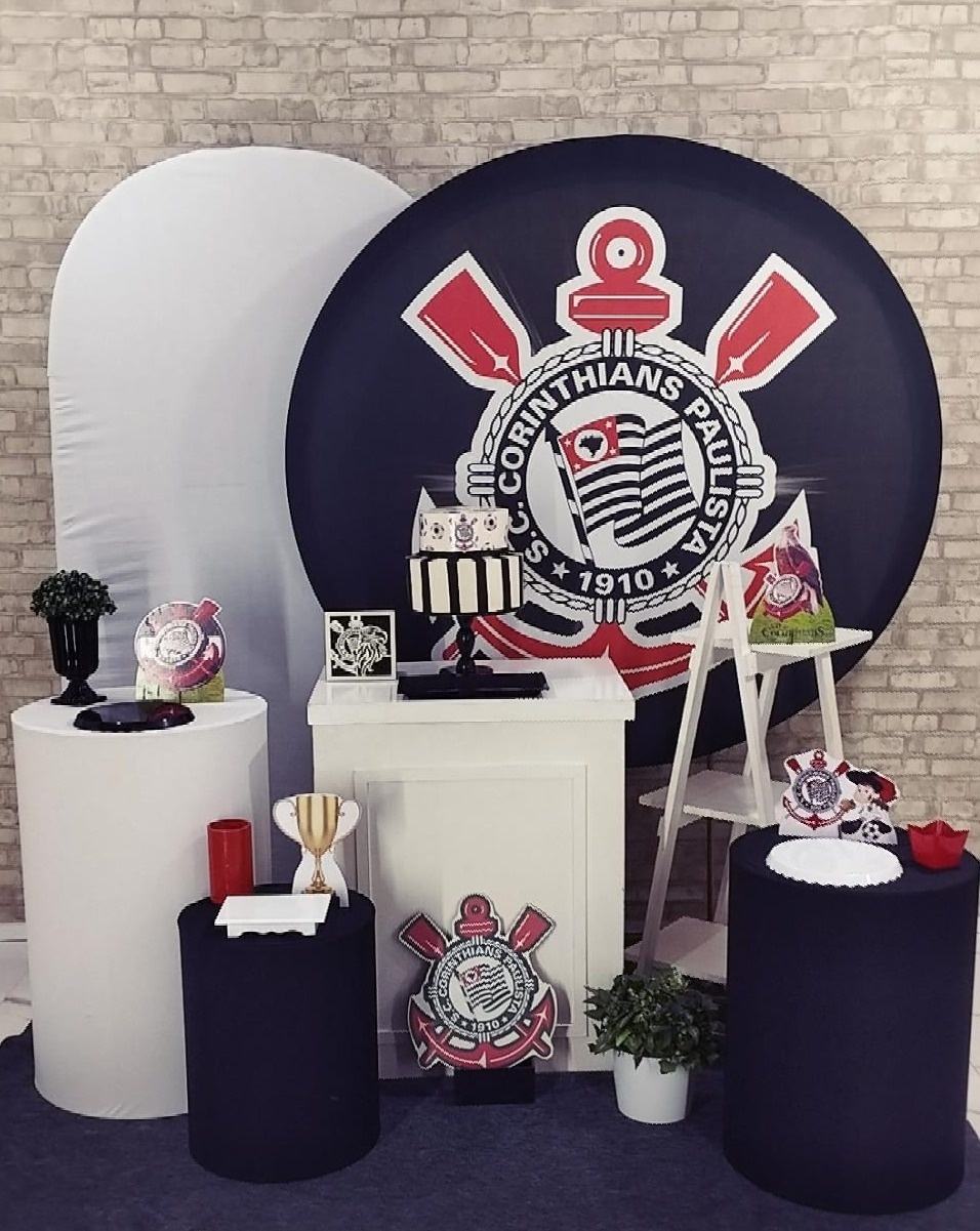 Alugar Tema Para Decoração de Festa Time Do Corinthians (Modelo 1)C - Majas Pegue e Monte