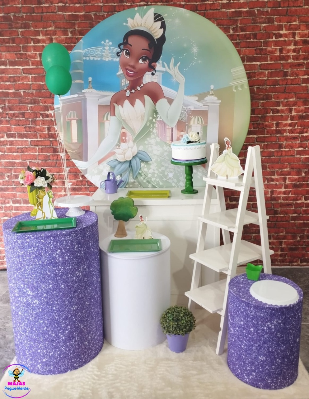 Alugar Tema Para Decoração de Festa Princesa Tiana (Modelo 3) - Majas Pegue e Monte