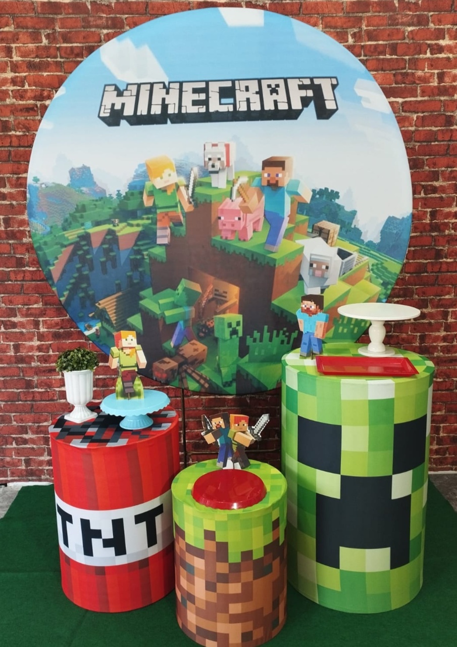 Aluguel de Tema Para Decoração de Festa Minecraft (Modelo 1) - Majas Pegue e Monte