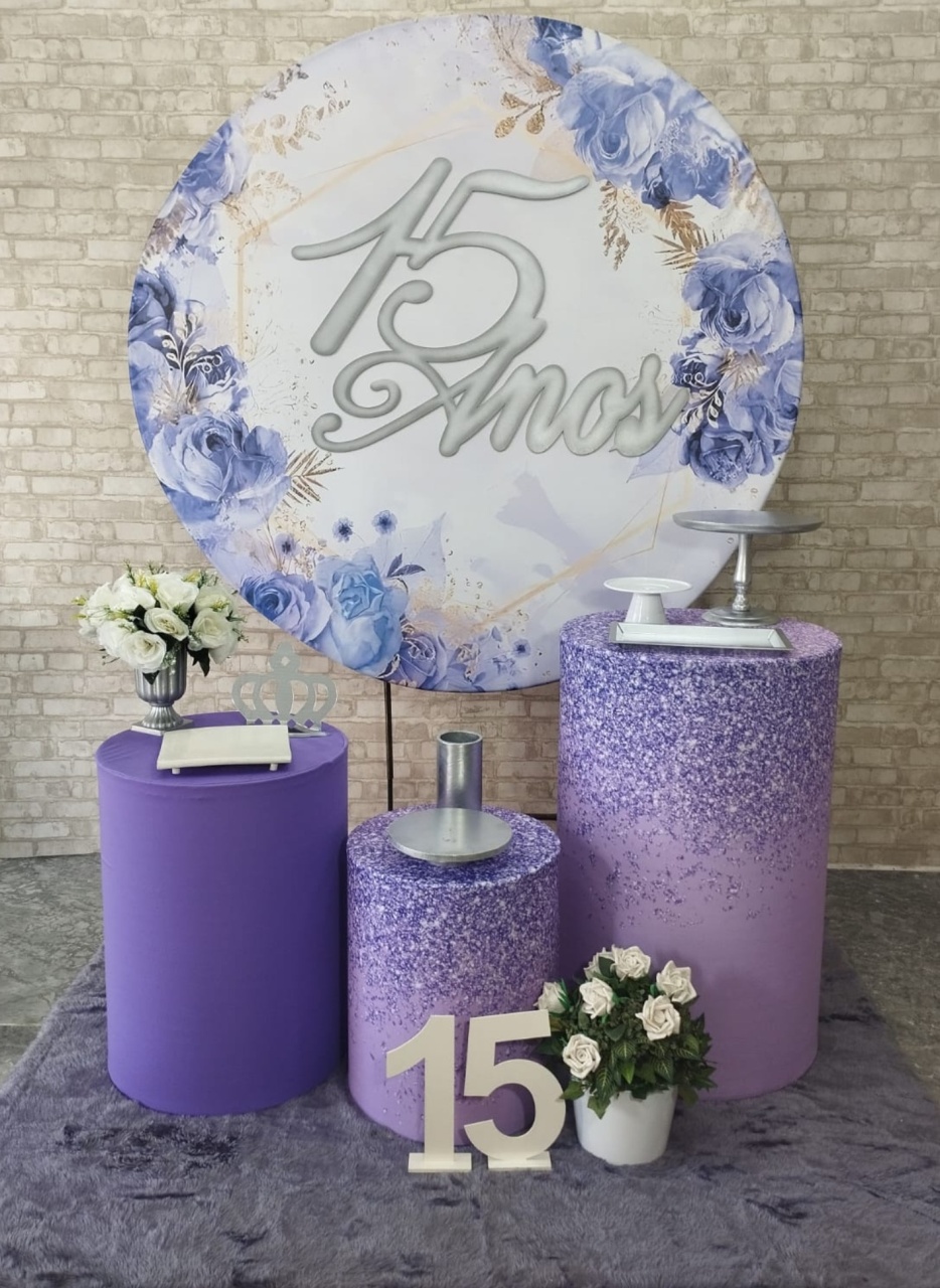 Alugar Tema Para Decoração de Festa 15 Anos Lilás (Modelo 2) - Majas Pegue e Monte