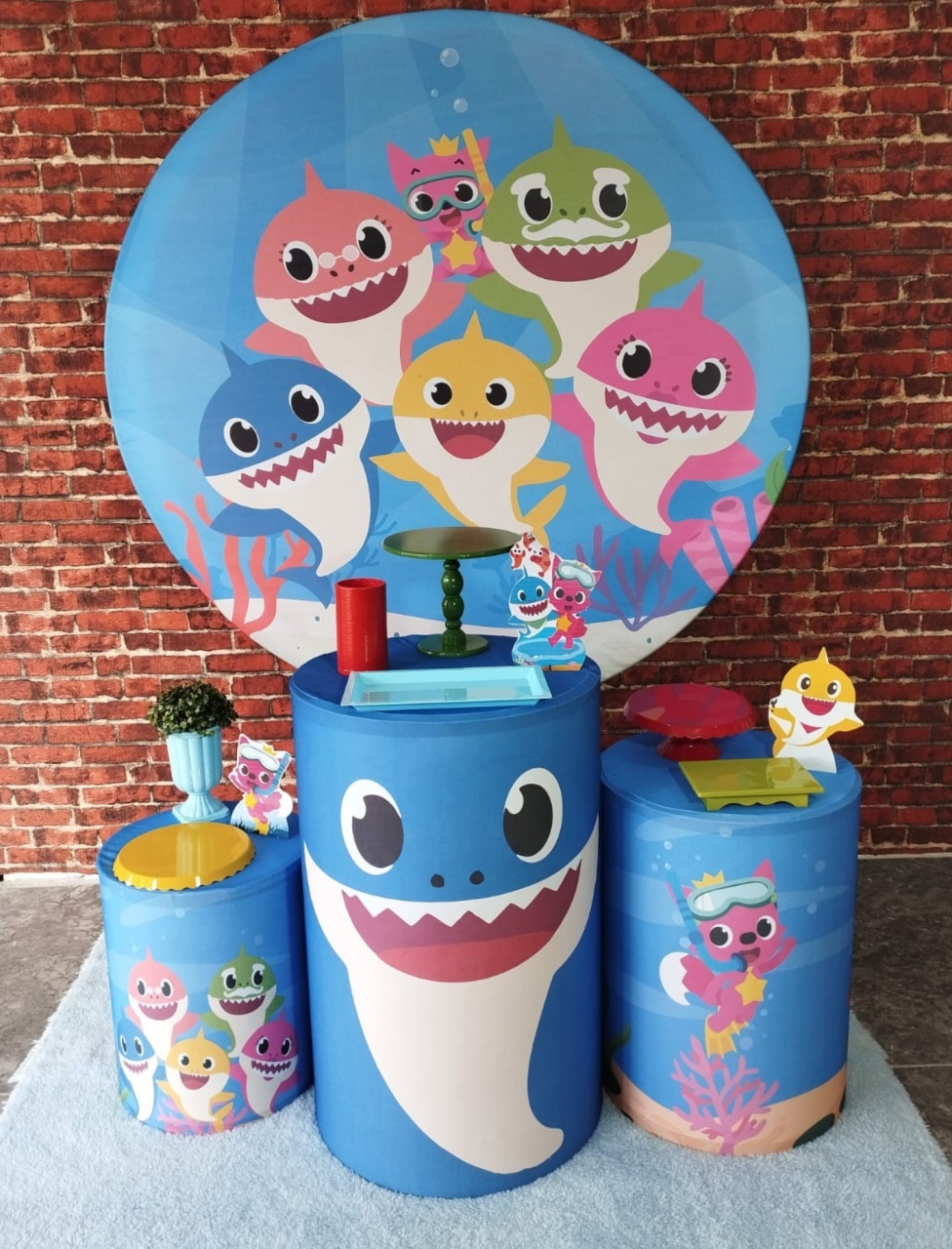 Alugar Tema Para Decoração de Festa Baby Shark(Modelo 1) - Majas Pegue e Monte