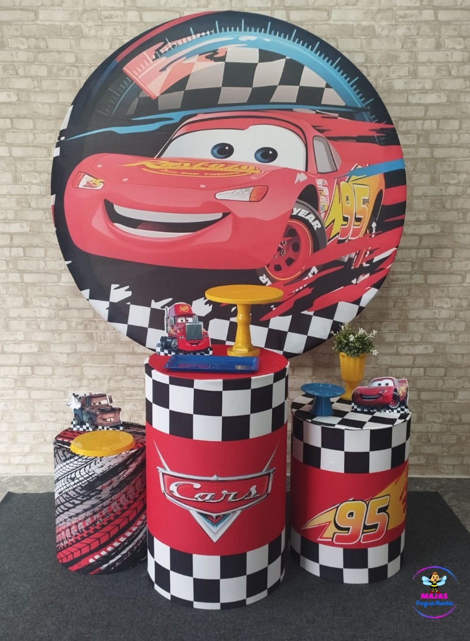 Alugar Tema Para Decoração de Festa Carros (Modelo 1) - Majas Pegue e Monte