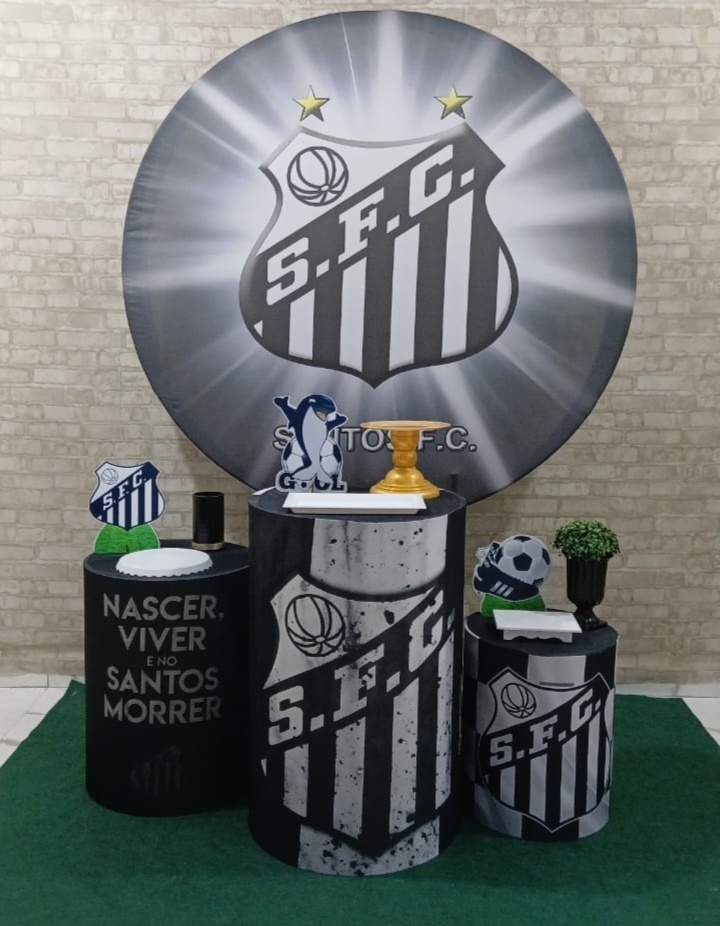 Alugar Tema Para Decoração de Festa Time Do Santos Futebol Clube (Modelo 1) - Majas Pegue e Monte