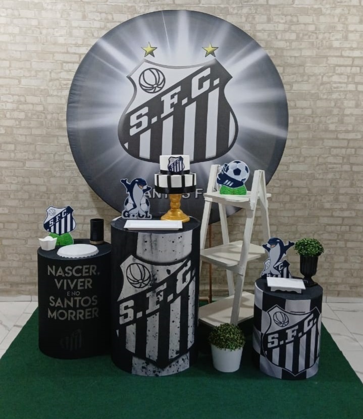Alugar Tema Para Decoração de Festa Time Do Santos Futebol Clube (Modelo 2) - Majas Pegue e Monte