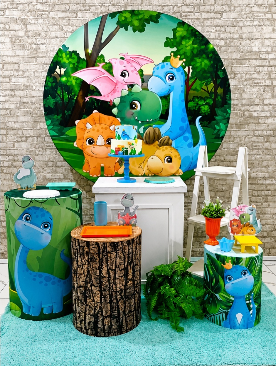 Alugar Tema Para Decoração de Festa Dino Baby Menino - Kit Completo 2 - Majas Pegue e Monte