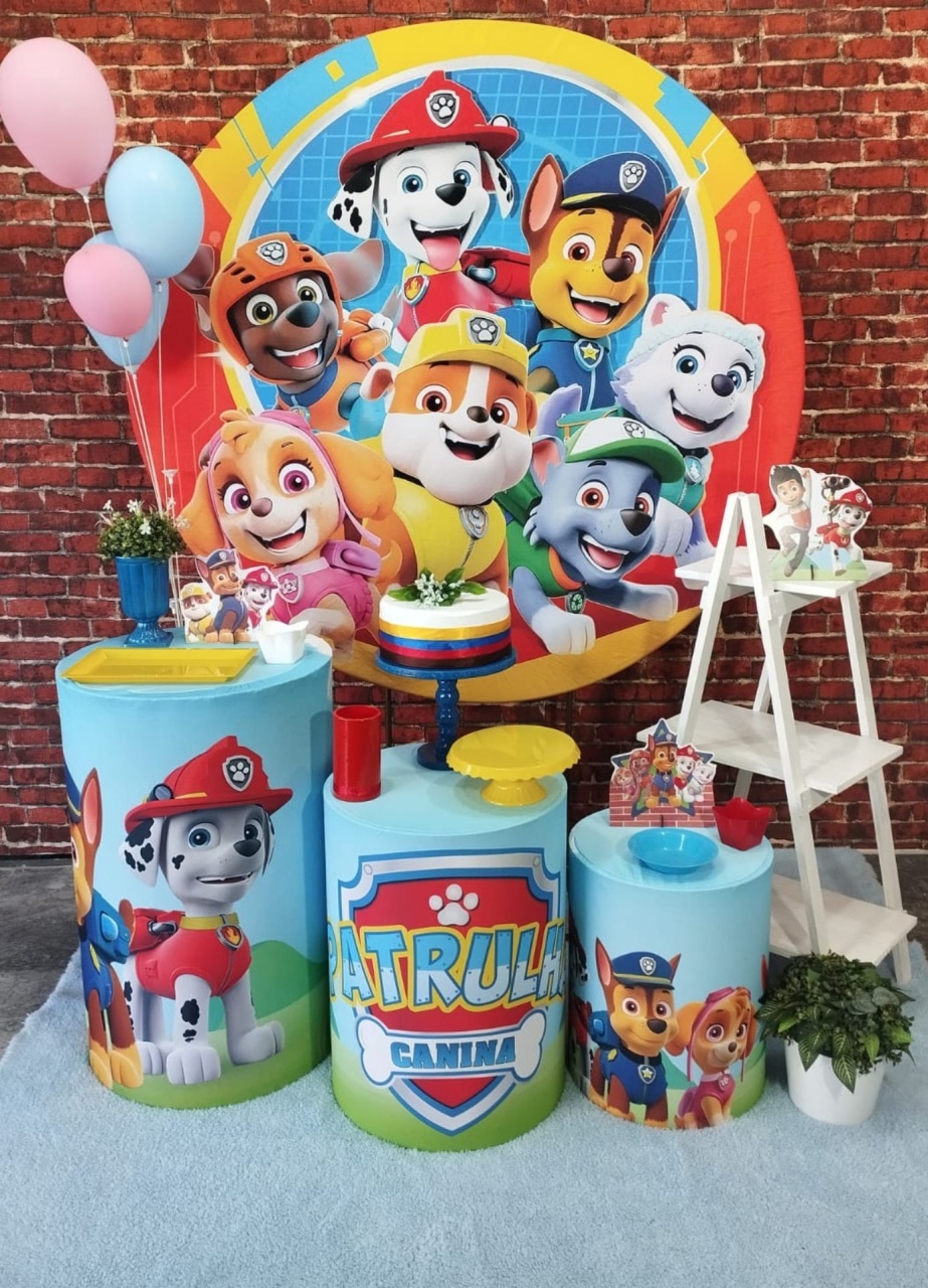 Alugar Tema Para Decoração de Festa Patrulha Canina (Modelo 2) - Majas Pegue e Monte