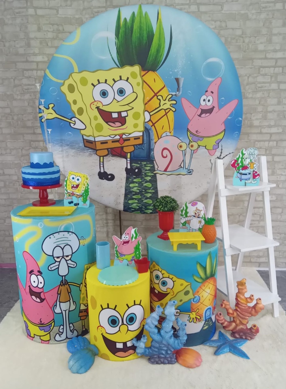 Alugar Tema Para Decoração de Festa Bob Esponja (Modelo 2) - Majas Pegue e Monte