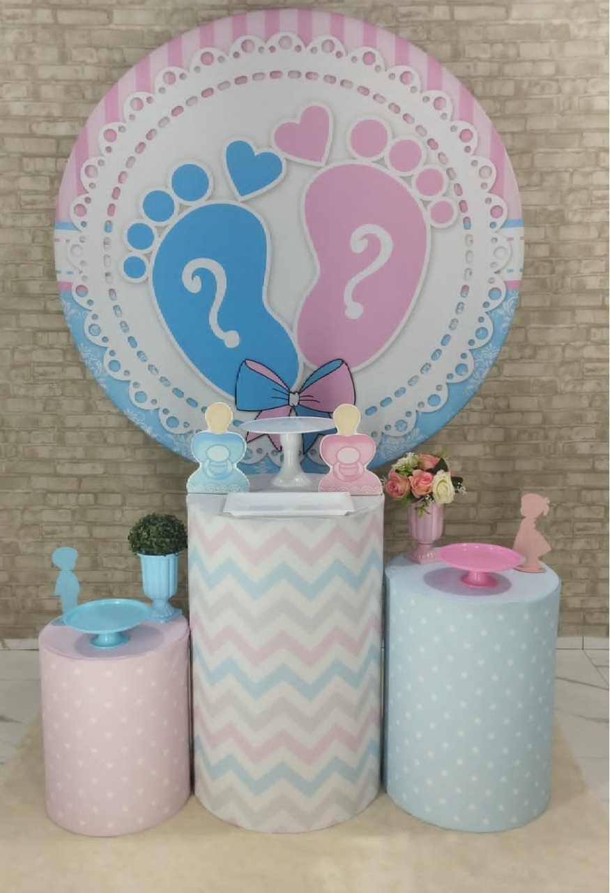 Alugar Tema Para Decoração de Festa Chá Revalação Pezinho (Modelo 1) - Majas Pegue e Monte