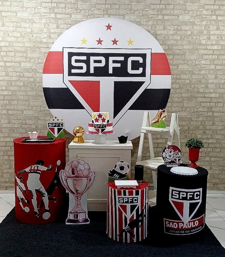 Alugar Tema Para Decoração de Festa Time Do São Paulo (Modelo 3) - Majas Pegue e Monte