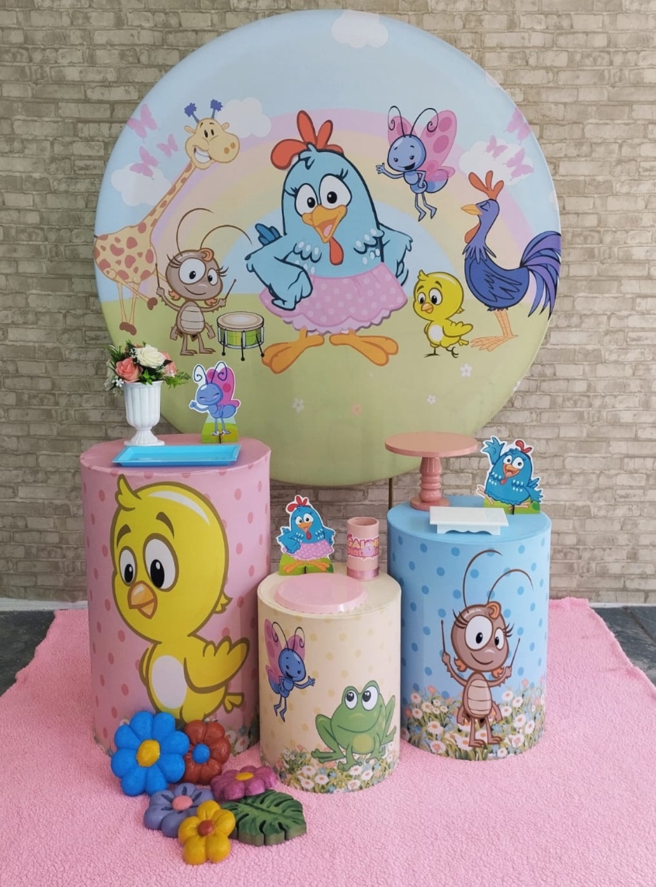 Alugar Tema Para Decoração de Festa Galinha Pintadinha Menina (Modelo 1) - Majas Pegue e Monte