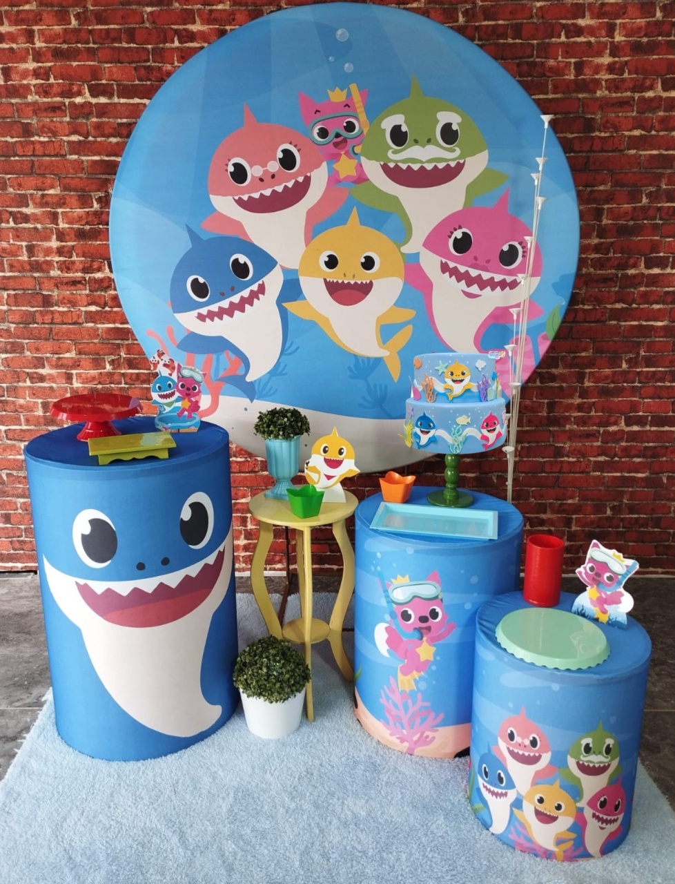 Alugar Tema Para Decoração de Festa Baby Shark(Modelo 2) - Majas Pegue e Monte