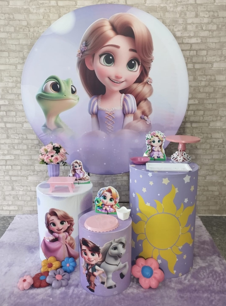 Alugar Tema Para Decoração de Festa Rapunzel (Modelo 1) - Majas Pegue e Monte