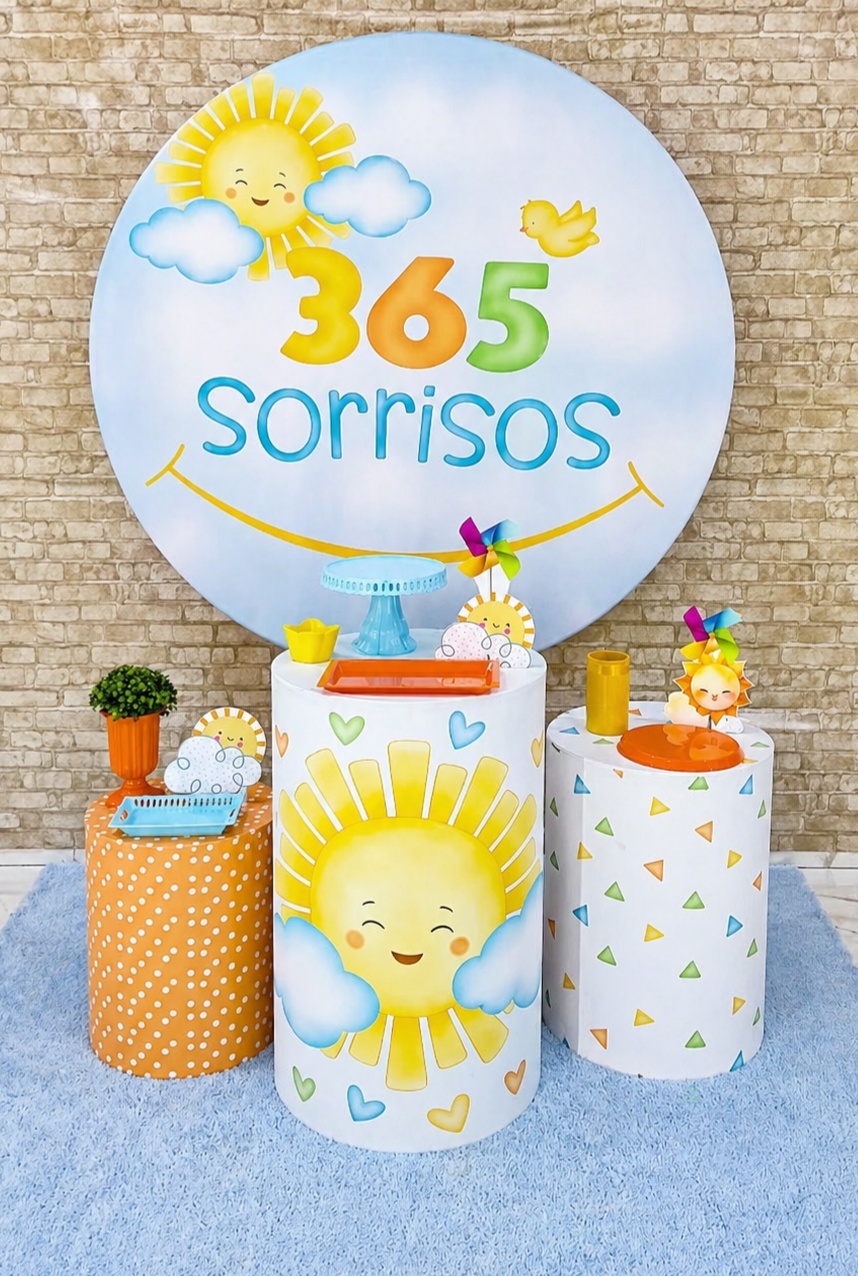 Alugar Tema Para Decoração de Festa 365 Sorrisos (Modelo 1) - Majas Pegue e Monte