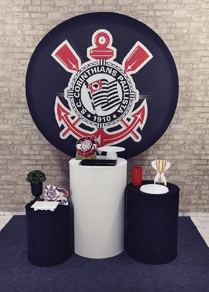 Alugar Tema Para Decoração de Festa Time Do Corinthians (Modelo 1)A - Majas Pegue e Monte