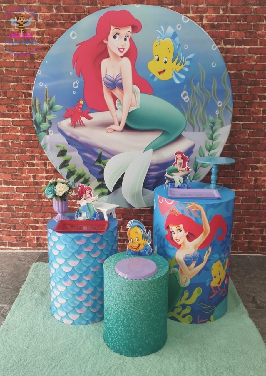Alugar Tema Para Decoração de Festa Princesa Ariel-Pequena Sereia (Modelo 1) - Majas Pegue e Monte