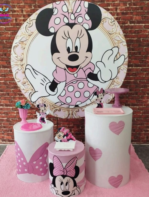 Alugar Tema Para Decoração de Festa Minnie Rosa (Modelo 1) - Majas Pegue e Monte