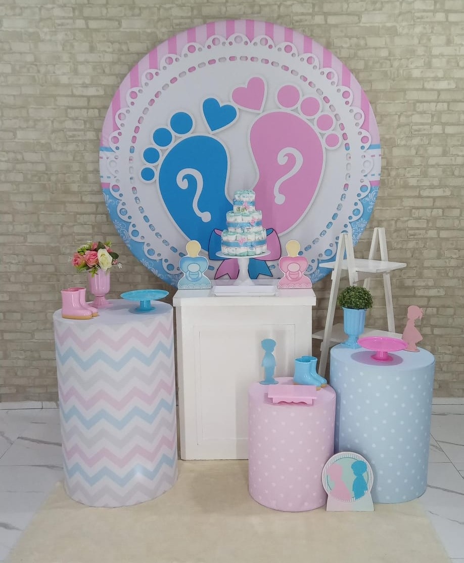 Alugue Tema Para Decoração de Festa Chá Revalação Pezinho (Modelo 4) - Majas Pegue e Monte