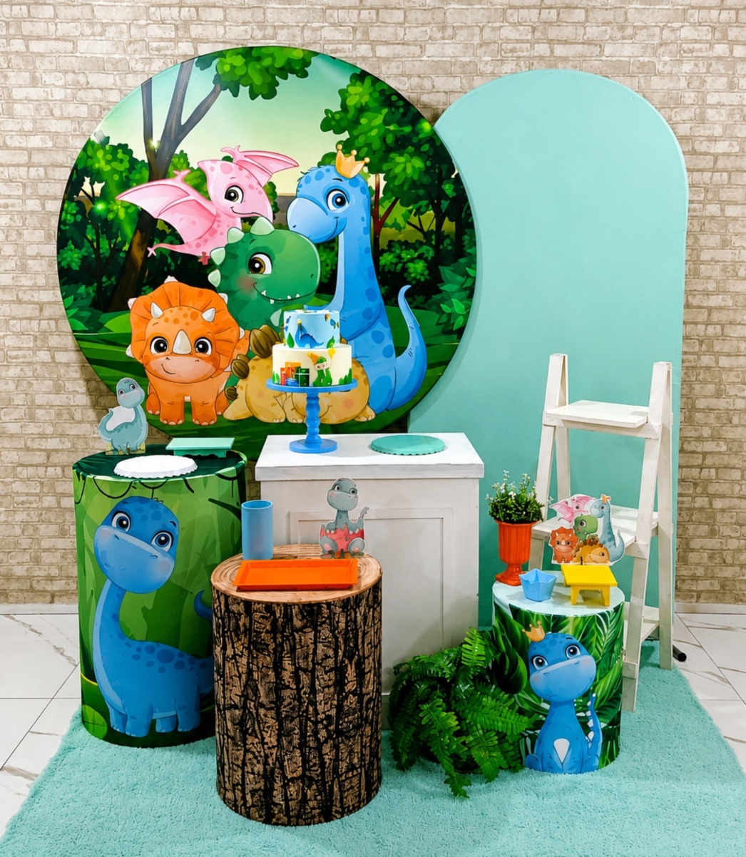 Alugar Tema Para Decoração de Festa Dino Baby Menino - Kit Robusto - Majas Pegue e Monte