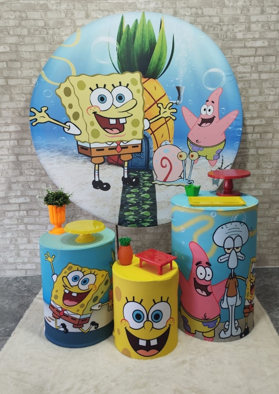 Alugar Tema Para Decoração de Festa Bob Esponja (Modelo 1) - Majas Pegue e Monte