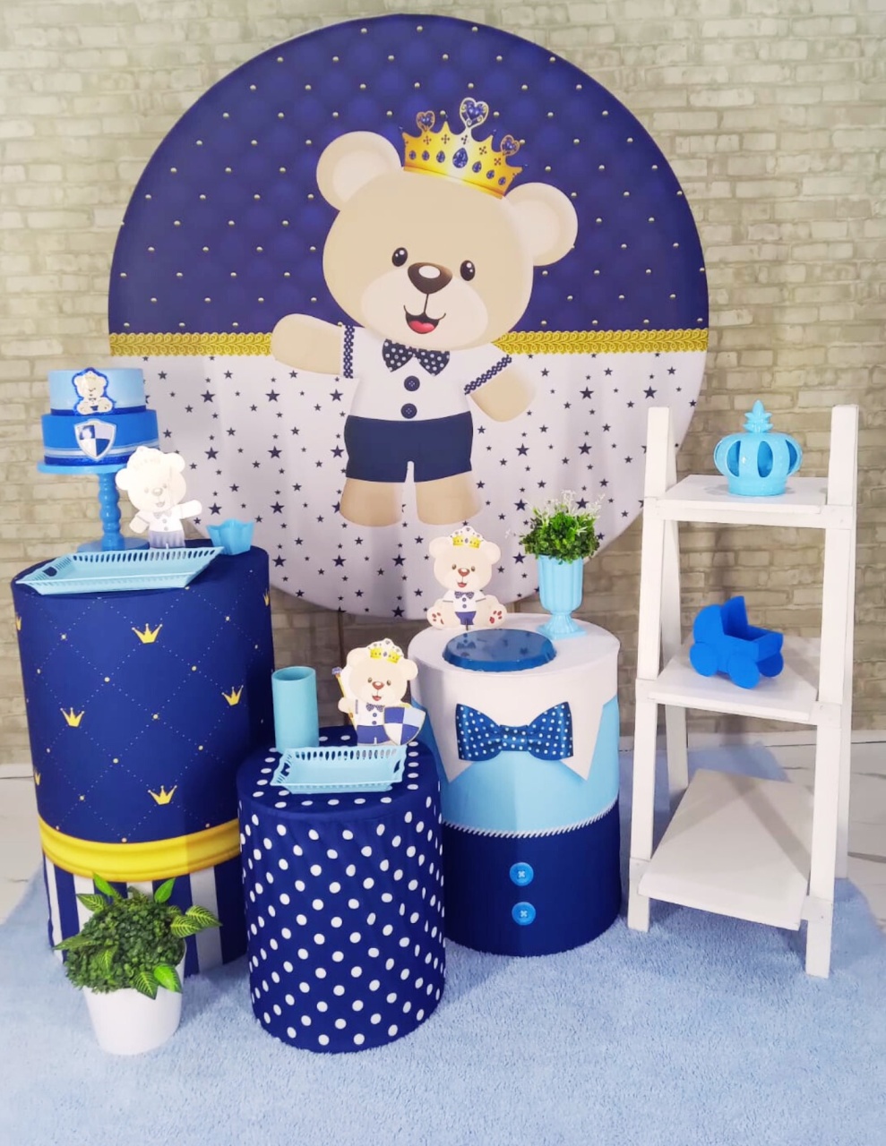 Alugar Tema Para Decoração de Festa Urso Realeza  (Modelo 2) - Majas Pegue e Monte