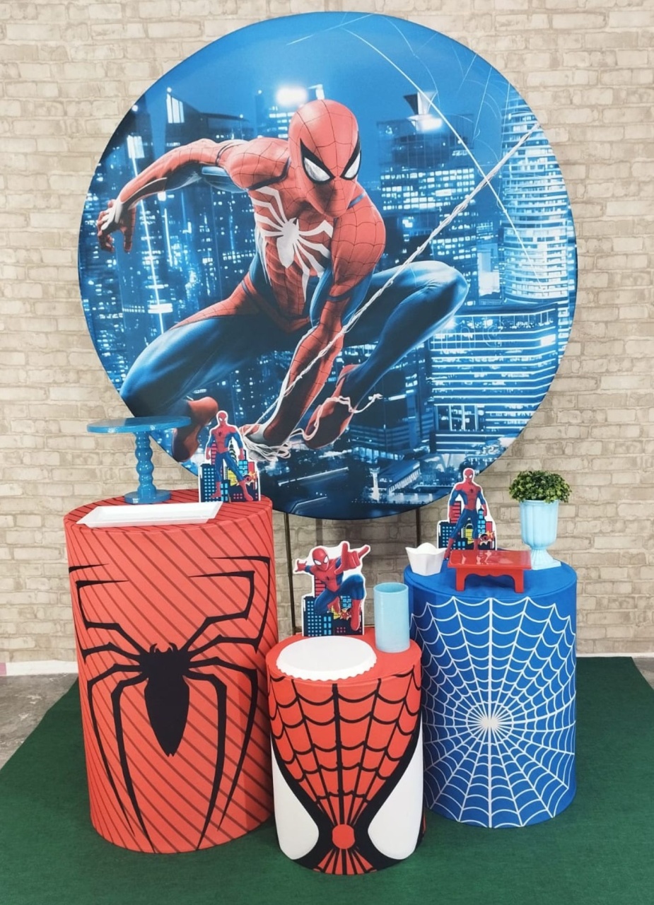 Alugar Tema Para Festa Decoração de Homem Aranha (Modelo 1) - Majas Pegue e Monte