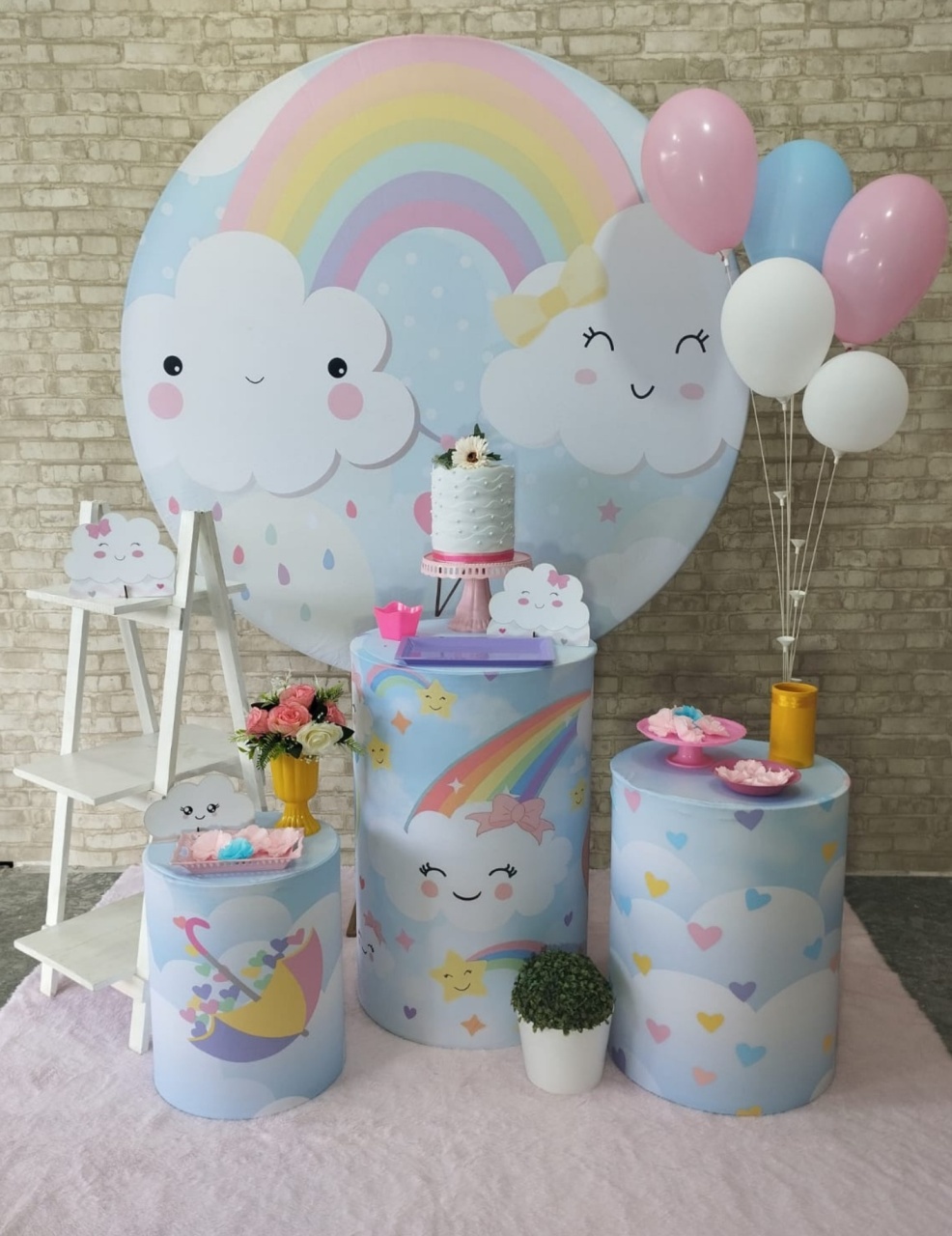 Alugar Tema Para Decoração de Festa Chuva de Amor Menina (Modelo 2) - Majas Pegue e Monte