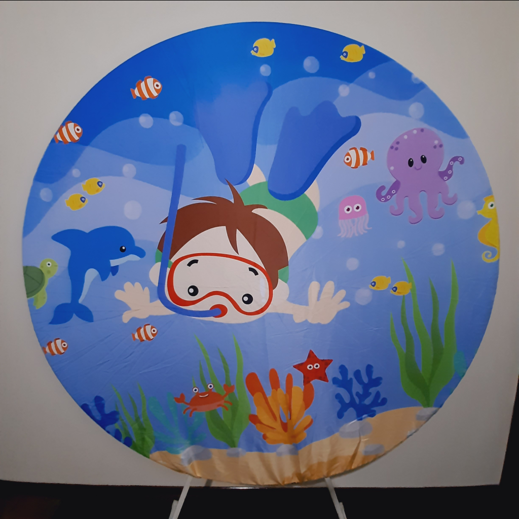 Painel Redondo Mergulhando No Fundo Do Mar - Maluhe decorações 