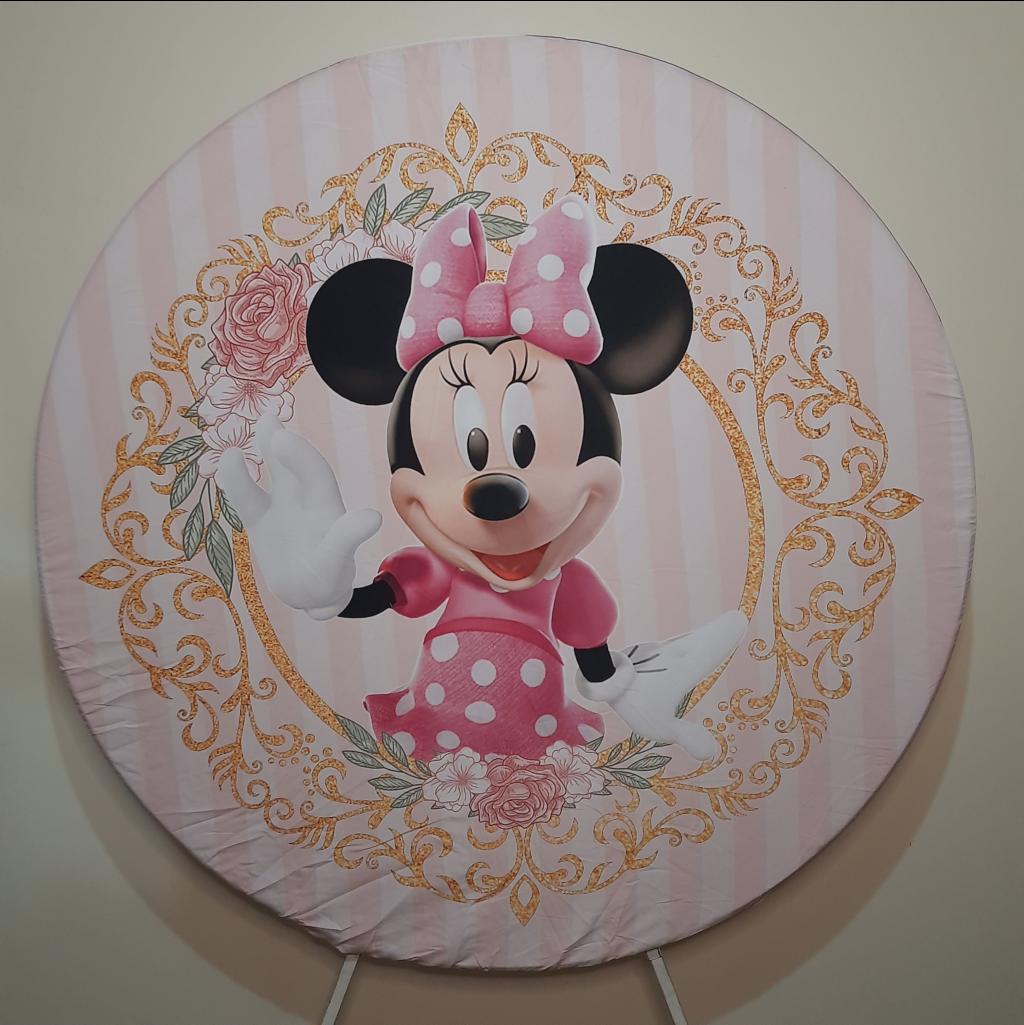 Painel Redondo Minnie Rosa - Maluhe decorações 