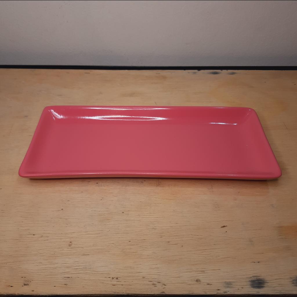 Bandeja Cerâmica Retangular Rosa - Maluhe decorações 