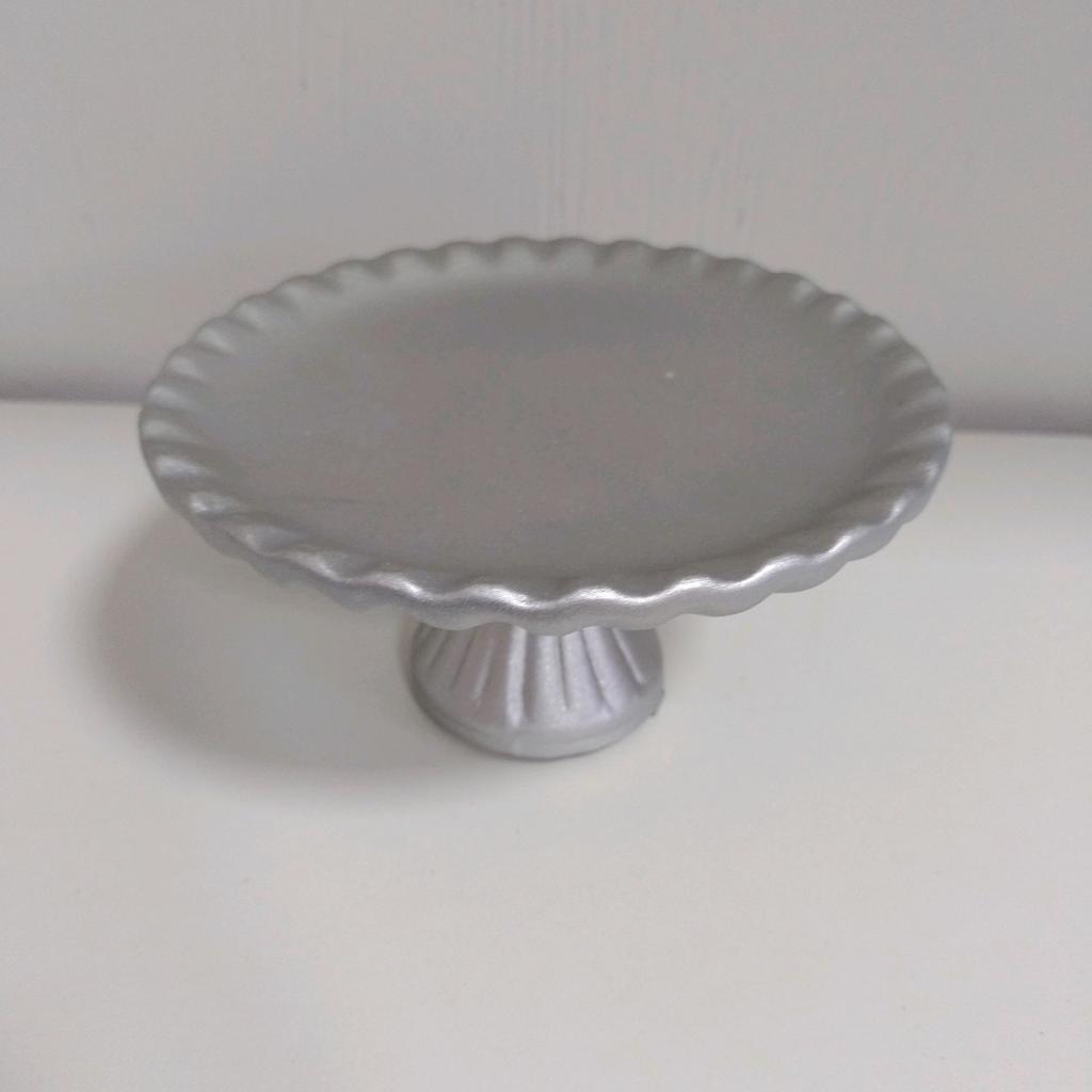 Boleira Prata Cerâmica (D15X8A) - Maluhe decorações 