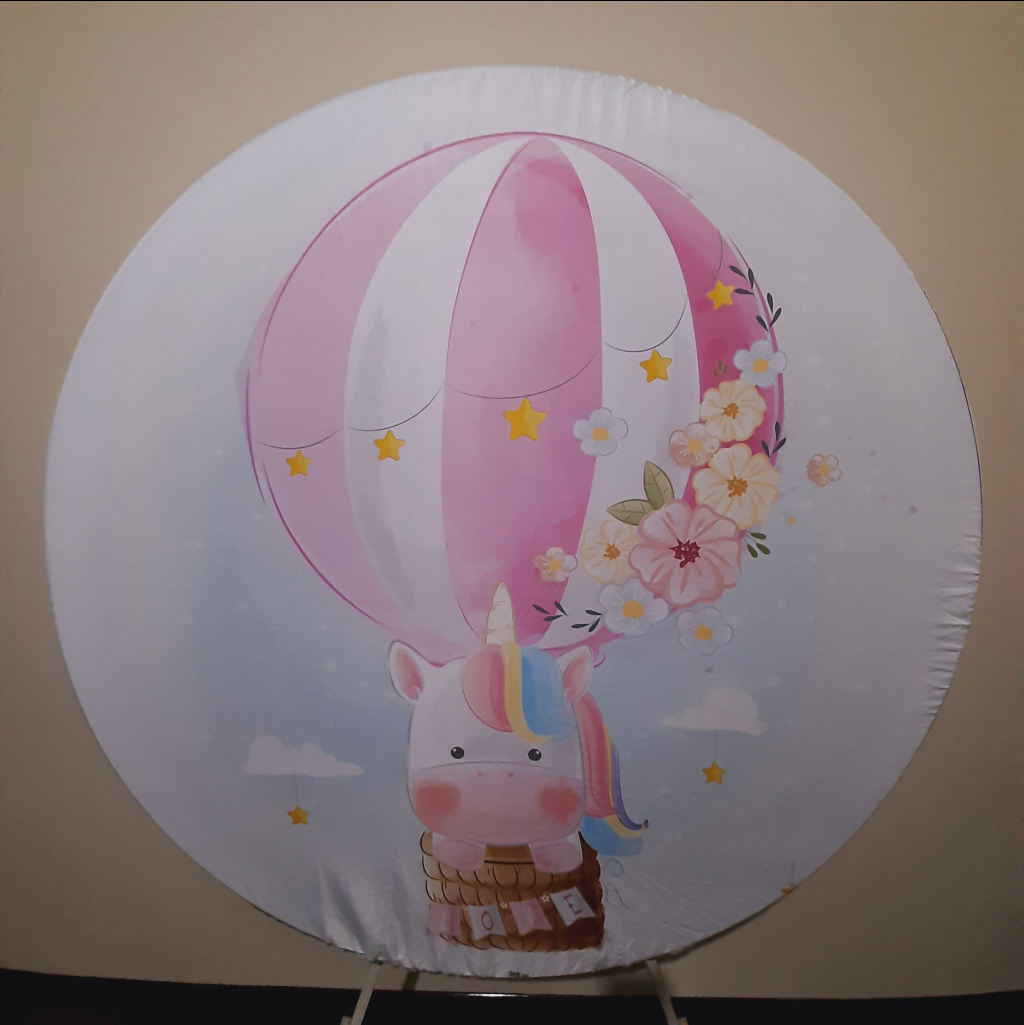 Painel Redondo Aquarela Unicórnio - Maluhe decorações 