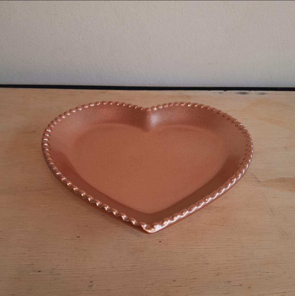 Bandeja Coração Cerâmica Rose Gold - Maluhe decorações 