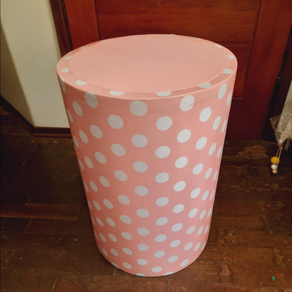 Capa de Cilindro Tam. M1 Rosa Com Bolinhas Brancas - Maluhe decorações 