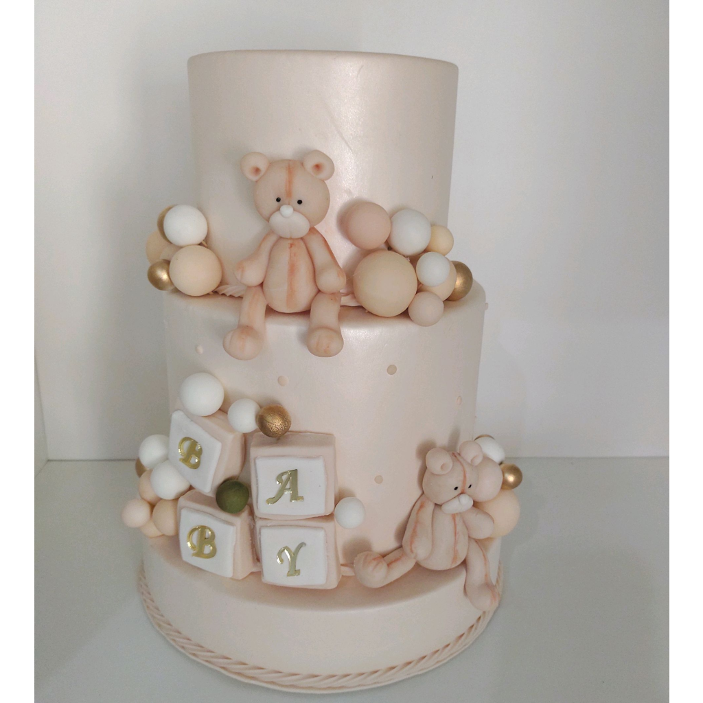 Bolo Chá Revelação Urso - Maluhe decorações 