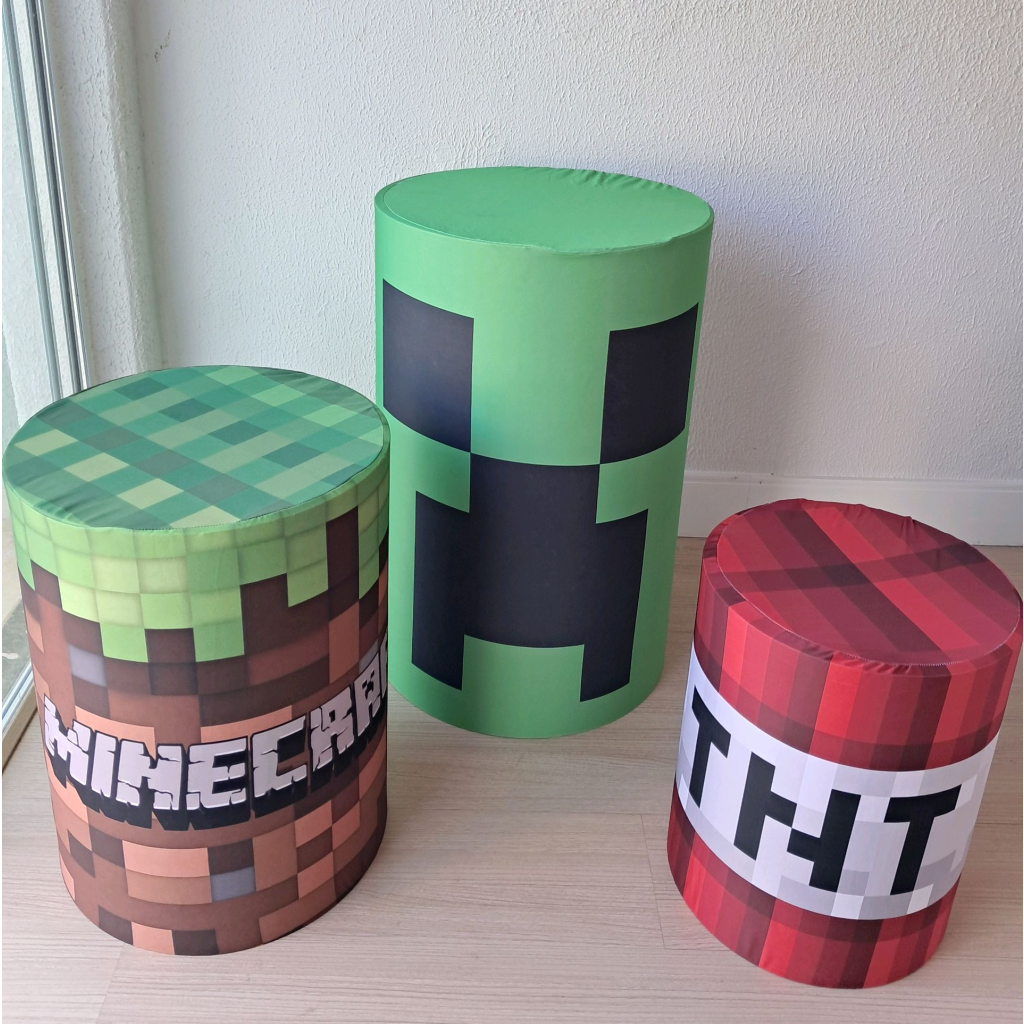 Trio Cilindros  Minecraft - Maluhe decorações 