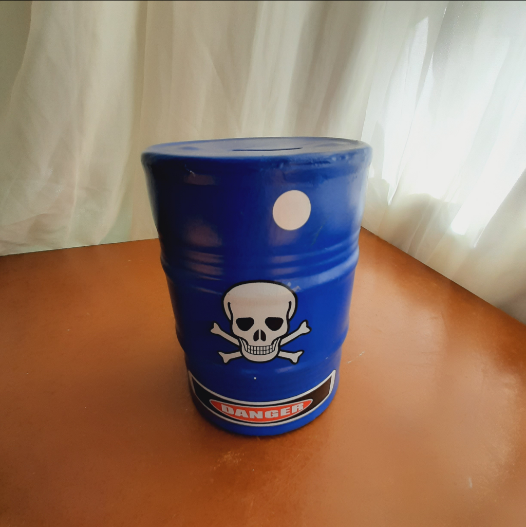 Latão de Gasolina Cerâmica Azul Carros - Maluhe decorações 